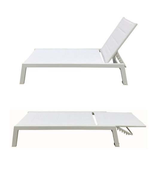 BARBADOS ligstoel in wit textilene - wit aluminium