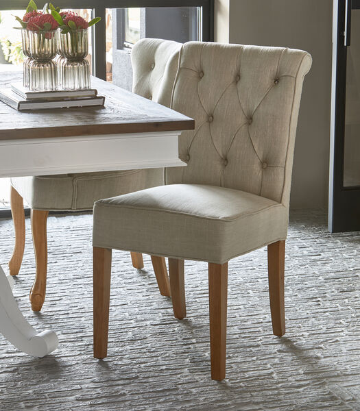 Chaise de salle à manger - Hampton Classic Lin beige - 50x65x97.5 cm