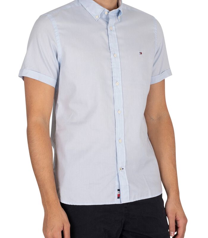Slim Travel Oxford shirt met korte mouwen image number 1