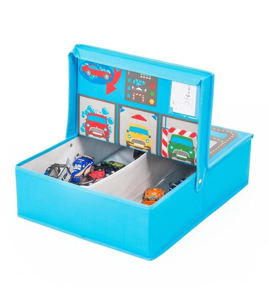 Pop it Up Play Box Garage - Boîte de rangement et tapis de jeu - Boîte de rangement qui se glisse sous le lit - Coffre à jouets pour voitures et autres jouets - Garçons et Filles