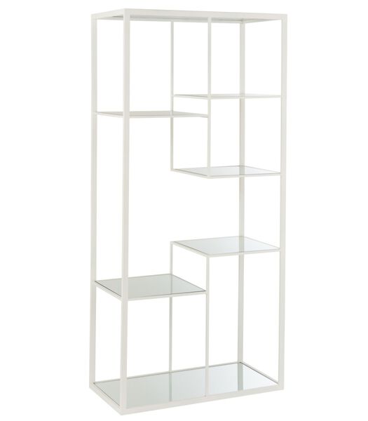 Criss-cross - 5 étagères en verre - cadre en métal - blanc