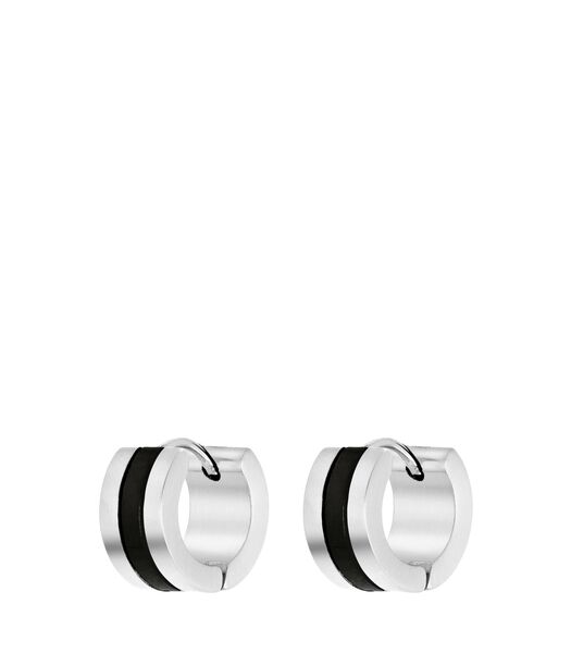 Boucles d'oreilles en acier mat avec câble noir