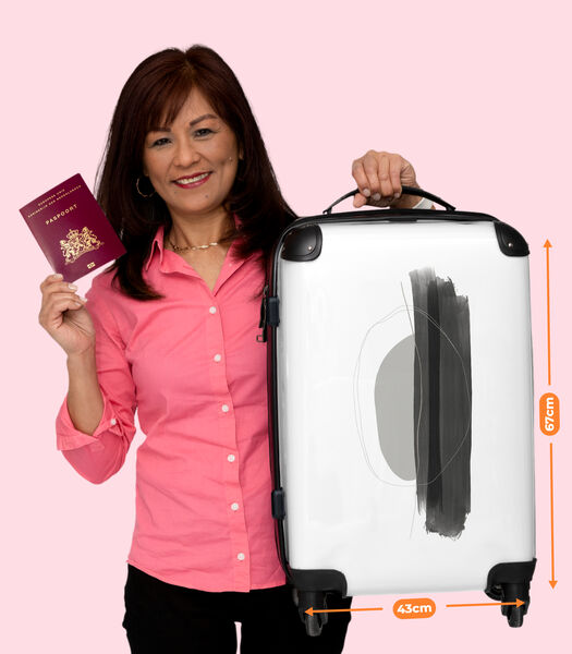 Bagage à main Valise avec 4 roues et serrure TSA (Peinture - Abstrait - Gris - Noir)