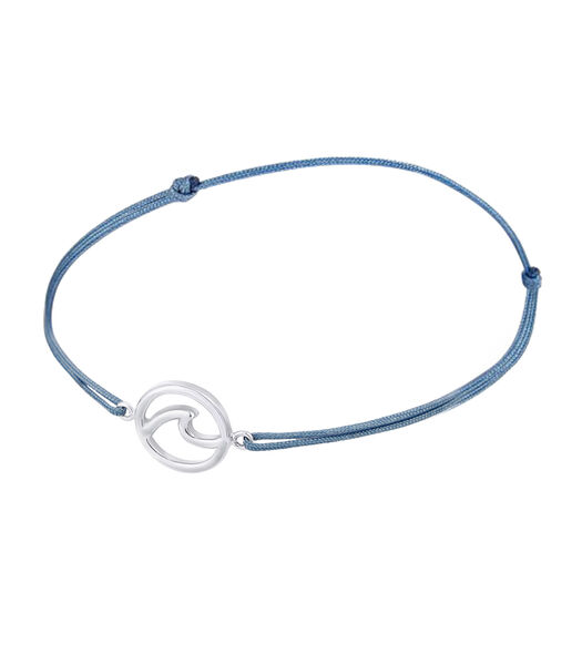 Bracelet Femmes Vague Plage Maritime Nylon Bleu Tendance En Argent Sterling 925