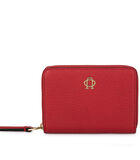 Lederen portemonnee Lotus rood image number 0