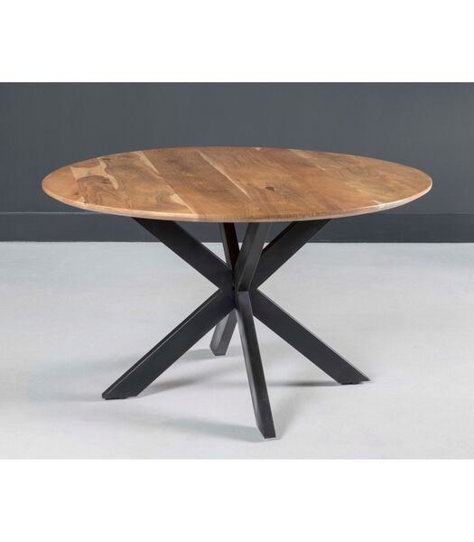 Nordic - Table de salle à manger - acacia - naturel - ronde - dia 130cm - pied araignée - acier laqué