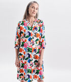 Robe Floral Manchon 3/4 Décolleté en V image number 0