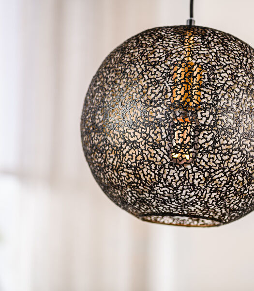 Steel Sphere - Lampe suspendue - sphère en acier découpée - dia 30cm - noir