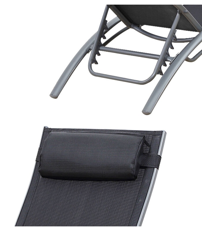 Set van 2 GALAPAGOS ligstoelen in grijs textilene - grijs aluminium image number 2