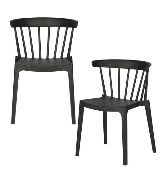 Lot de 2 chaises d'interieur et d'exterieur - Plastique - Noir - 75x52x53 - Bliss