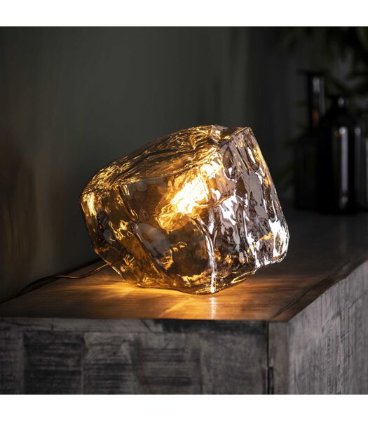 Amber - Tafellamp - mondgeblazen en verchroomd glas