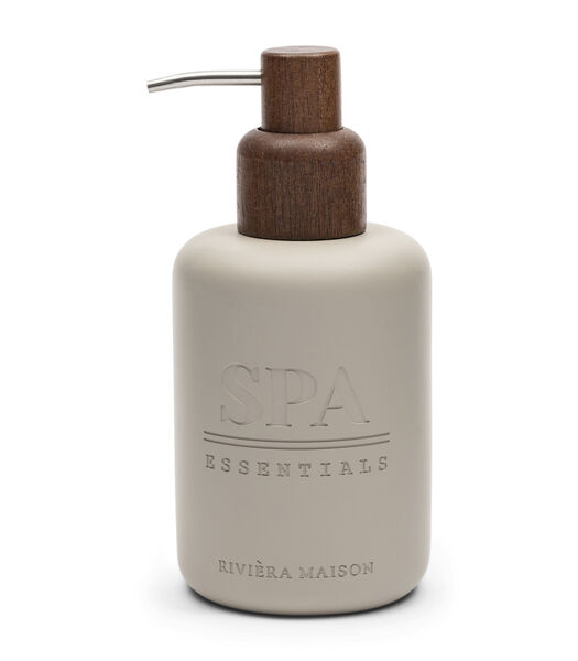 RM Spa Essential - Distributeur de savon beige avec détails en bois