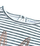 T-shirt met korte mouwen met blauwe streepjes en lurex image number 4