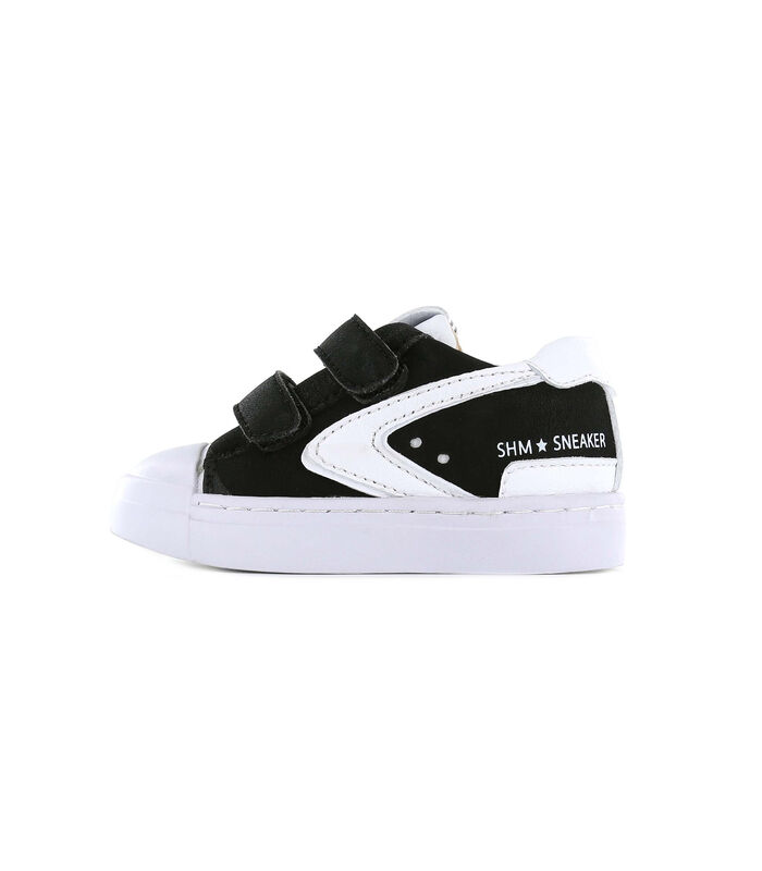 Zwarte Klittenband Sneaker Met Witte Striping image number 0