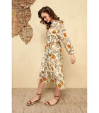 Katoenen midi jurk met bloemenprint image number 0