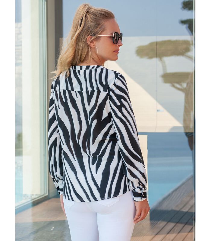 Zebra print voile blouse DARCY image number 4
