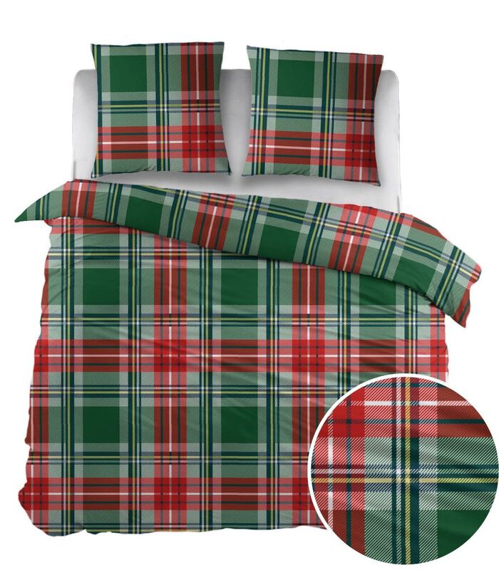 Housse de couette Eliane Green/Red Flanelle image number 2