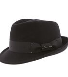 Zwarte hoed van wolvilt met zwart lint en strik DON HAWK image number 1