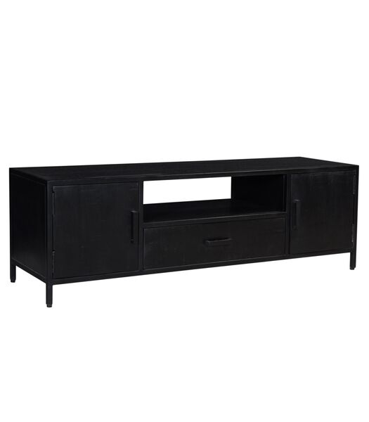 Black Omerta - Meuble TV - 180cm - mangue - noir - 2 portes - 1 tiroir - 1 niche - châssis acier
