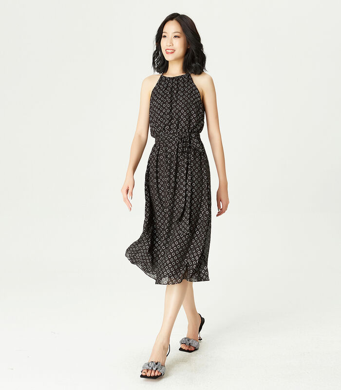 Chiffon -jurk met ketting en polka dot print image number 3