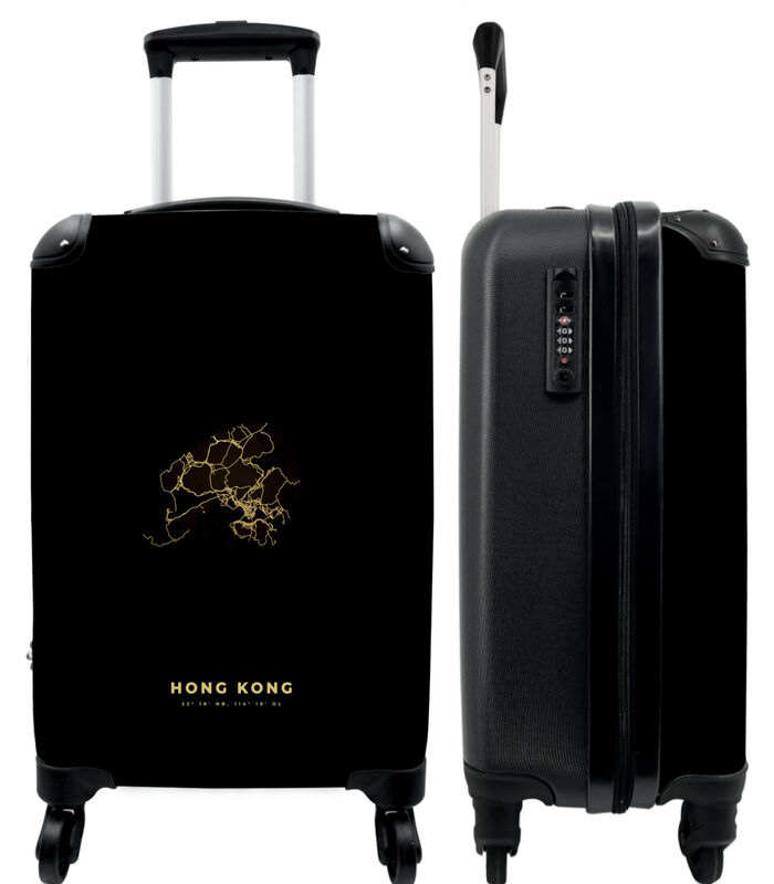 Ruimbagage koffer met 4 wielen en TSA slot (Hong Kong - Stadskaart - Plattegrond - Goud) image number 0