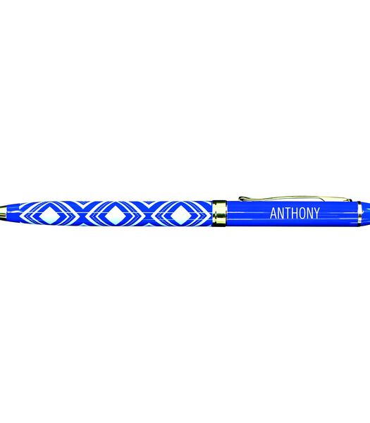 Fijne pen in gelakt metaal blauw - Anthony