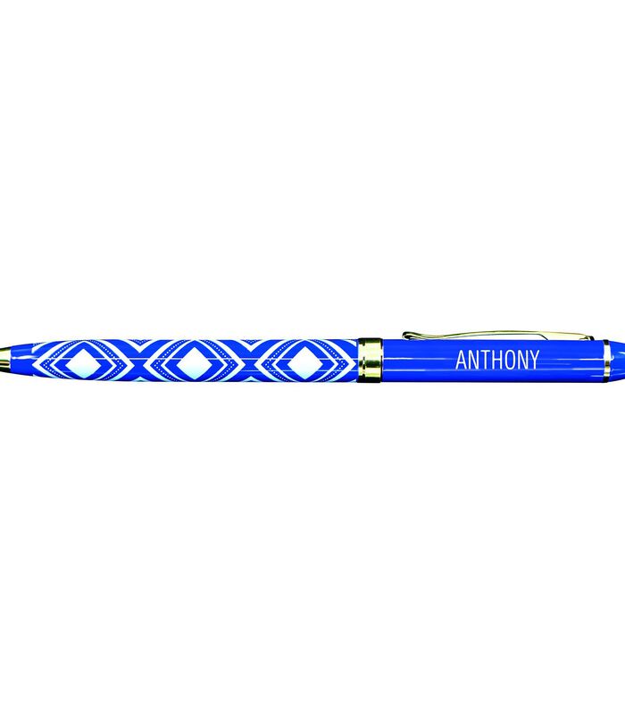 Fijne pen in gelakt metaal blauw - Anthony image number 0