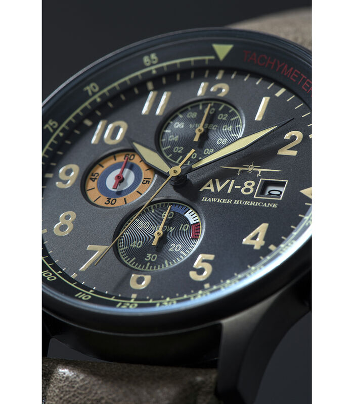 Japans quartz chronograaf horloge voor heren - Lederen band - Datum - Hawker Hurricane image number 1