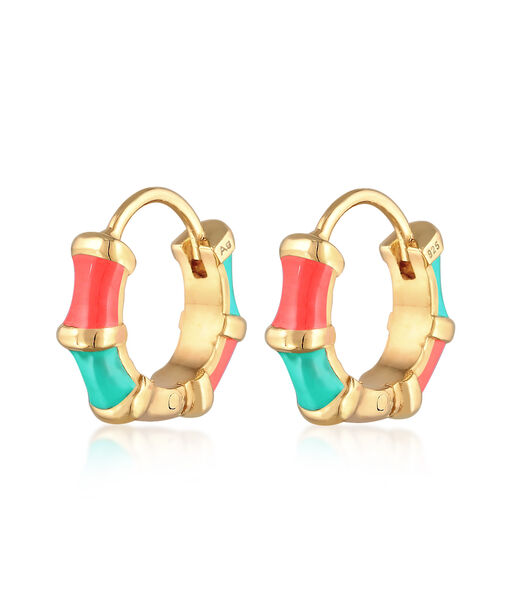 Boucles D'oreilles Créoles Pour Femmes Multicolore Tendance Avec Émail En Argent Sterling 925 Plaqué Or