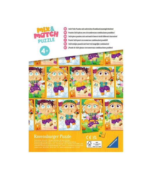 puzzle pour enfants Mix & Match Vêtements colorés - 3 x 24 pièces