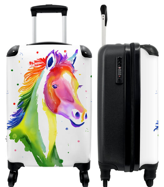 Ruimbagage koffer met 4 wielen en TSA slot (Paard - Regenboog - Kinderen - Kleuren)