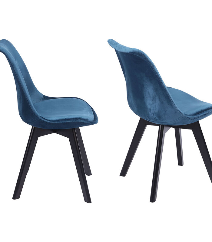 Set van 2 blauwe NORA fluwelen stoelen met kussen image number 2
