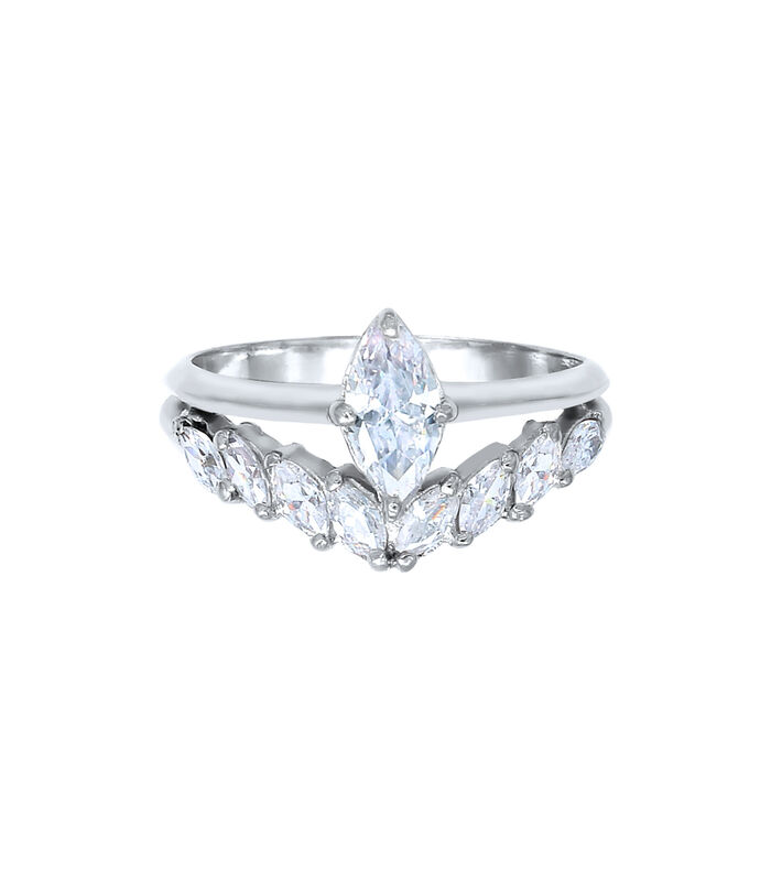 Ring Elli Premium Ring Dames Fonkelend Elegant Met Zirkonia Kristallen In 925 Sterling Zilver Verguld image number 1