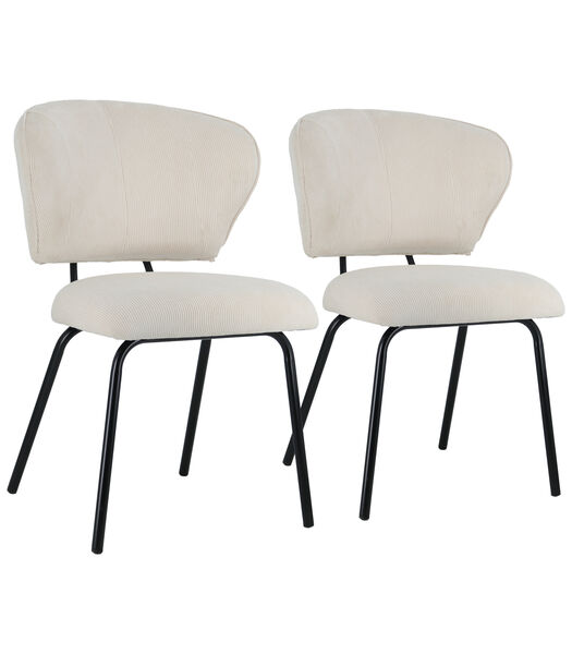 Set van 2 NILSA beige ribfluwelen stoelen