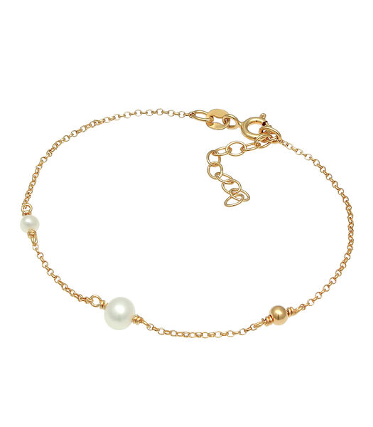 Bracelet Elégant Ajustable Pour Dames Avec Perles De Culture D'eau Douce En Argent Sterling 925 Plaqué Or