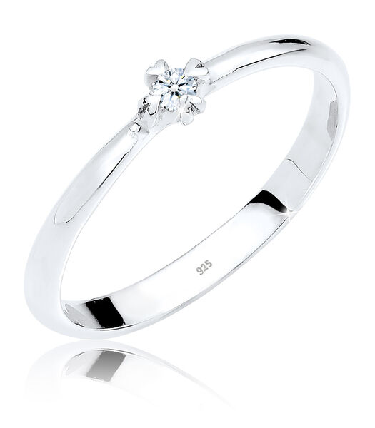 Ring Dames Verlovingsring Eenzaam Hart Met Diamant (0,03 Ct.) In 925 Sterling Zilver