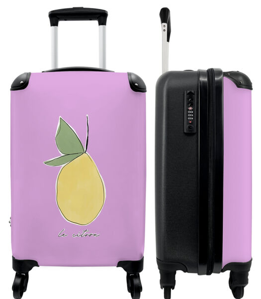Valise spacieuse avec 4 roues et serrure TSA ('Le citron' - Violet - Citron - Abstrait)