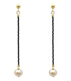 Boucles d'Oreilles Longues Perles Baroques Onyx Noir image number 2