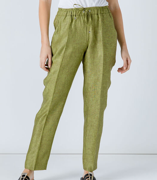 Pantalon à cordon en lin vert