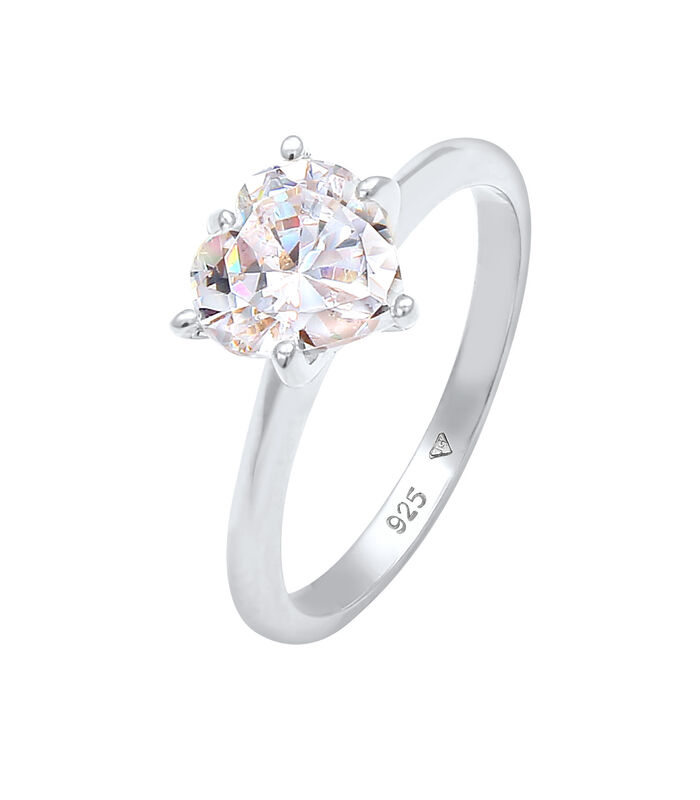Ring Dames Hart Eenzaam Verloving Liefde Met Zirkonia Kristal In 925 Sterling Zilver image number 4