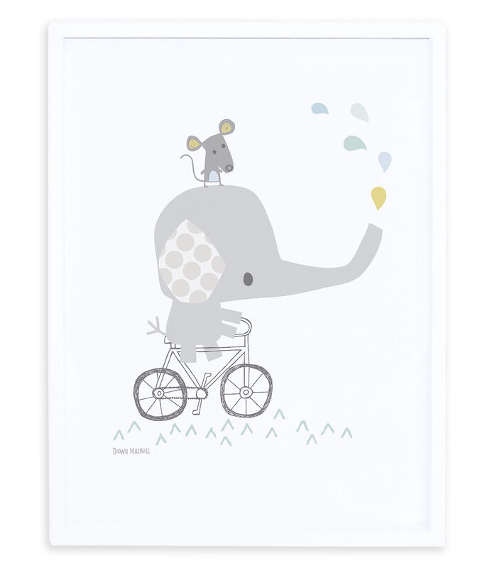 SMILE IT'S RAINING - Affiche encadrée - Éléphant sur son vélo image number 0