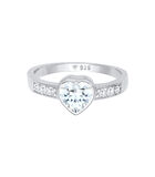 Ring Dames Hart Symbool Verloving Met Zirkonia Kristallen In 925 Sterling Zilver image number 1