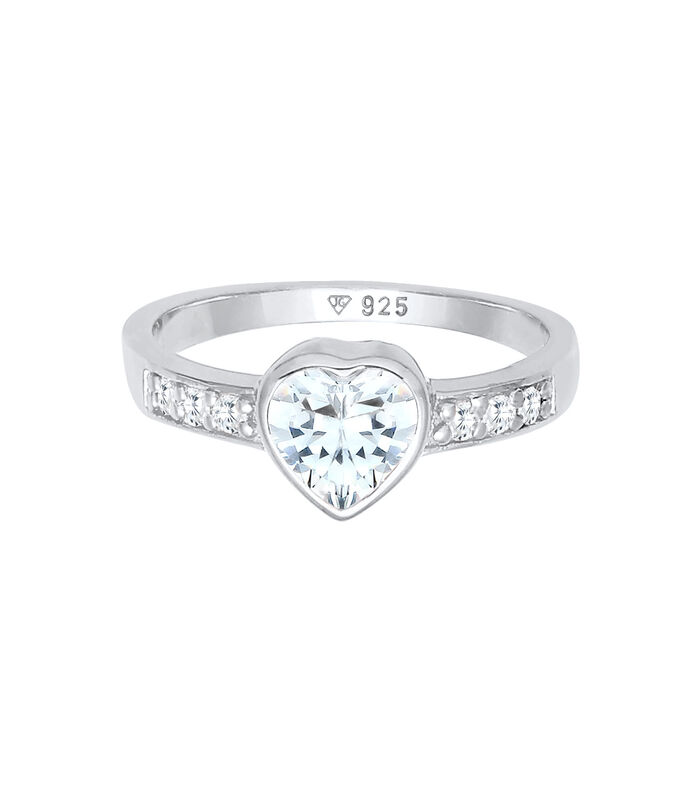 Ring Dames Hart Symbool Verloving Met Zirkonia Kristallen In 925 Sterling Zilver image number 1