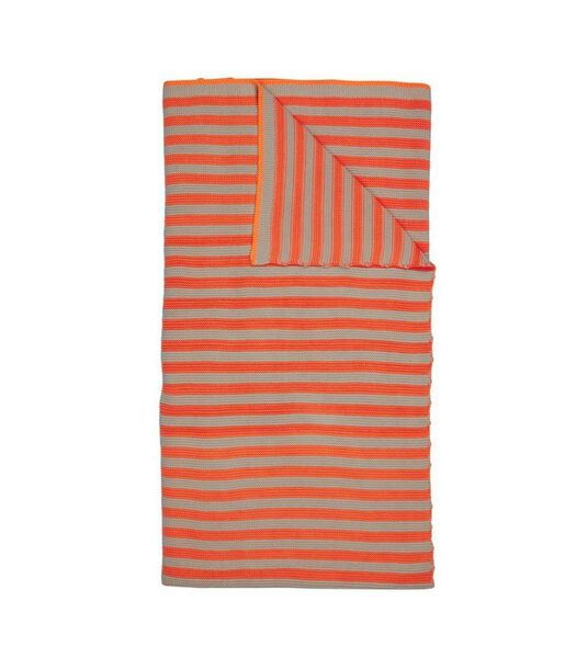 Plaid Bonsoir Stripe Throw Orange Coton