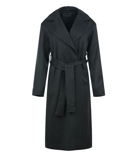 Trench-coat sophistiqué en laine mélangée onyx