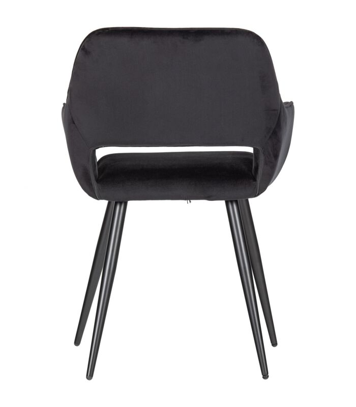 Lot de 2 Chaises de table - Velours - Noir - 80x60x57 cm - Jelle image number 3