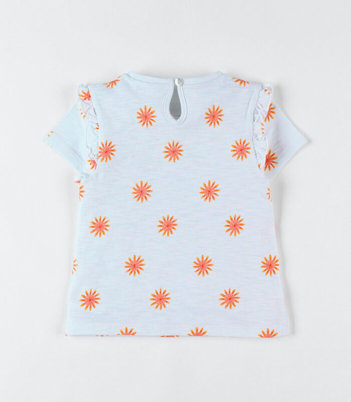 T-shirt met korte mouwen en zonneprint, ecru/geel image number 1