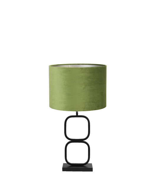 Lampe de table Lutika/Velours - Noir/Vert Olive - Ø30x67cm