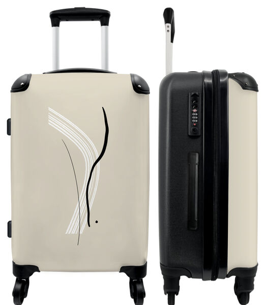 Bagage à main Valise avec 4 roues et serrure TSA (Abstrait - Rayures - Noir - Blanc)