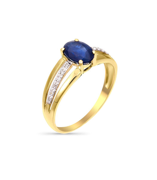 Ring 'Tria Saphir' geelgoud en diamanten